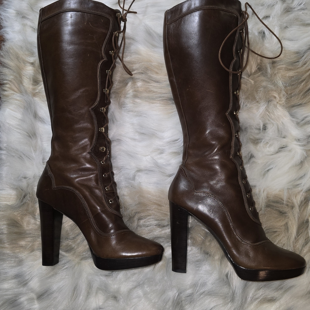Michael Kors Roslyn 5 Inch Heel Lace Up Boots - Picture 3 of 13